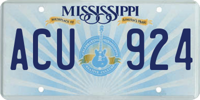 MS license plate ACU924