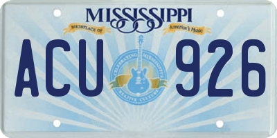 MS license plate ACU926