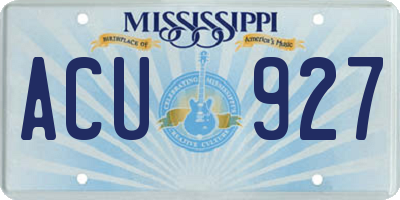 MS license plate ACU927