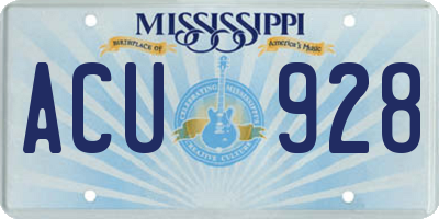 MS license plate ACU928