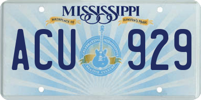MS license plate ACU929
