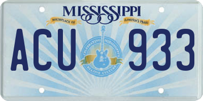 MS license plate ACU933