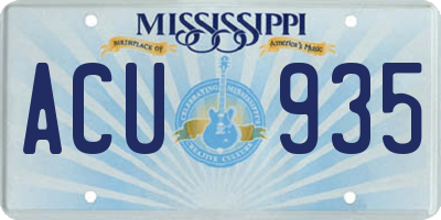 MS license plate ACU935