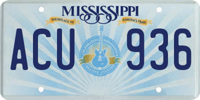 MS license plate ACU936
