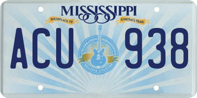 MS license plate ACU938