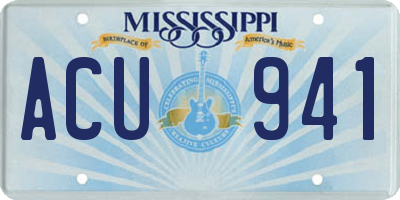 MS license plate ACU941
