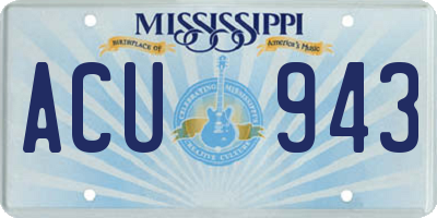MS license plate ACU943