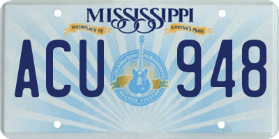 MS license plate ACU948