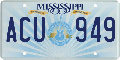 MS license plate ACU949