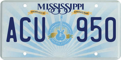MS license plate ACU950