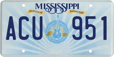 MS license plate ACU951