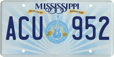 MS license plate ACU952