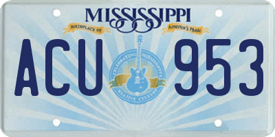 MS license plate ACU953