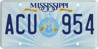 MS license plate ACU954
