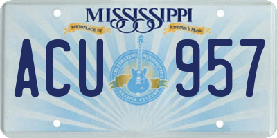 MS license plate ACU957