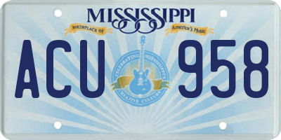 MS license plate ACU958