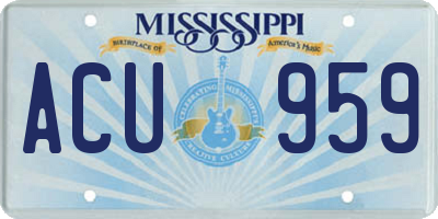 MS license plate ACU959