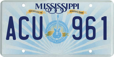 MS license plate ACU961