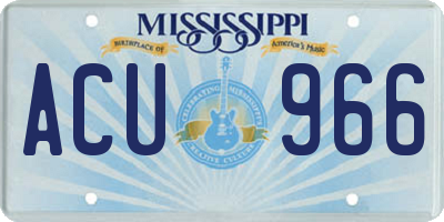 MS license plate ACU966