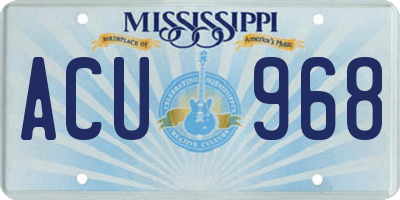 MS license plate ACU968