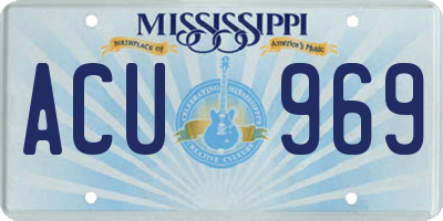 MS license plate ACU969