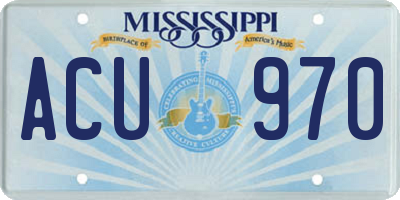 MS license plate ACU970