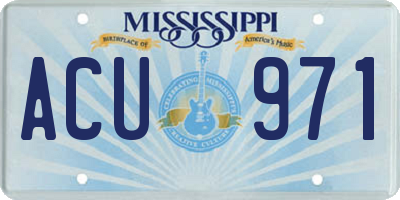 MS license plate ACU971