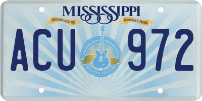 MS license plate ACU972
