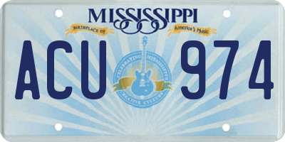 MS license plate ACU974