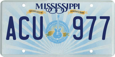 MS license plate ACU977