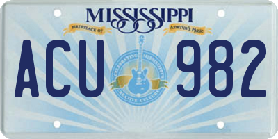 MS license plate ACU982