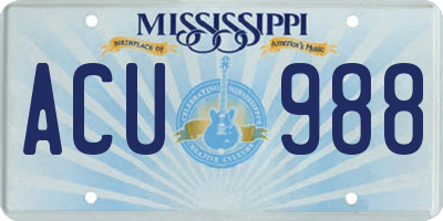 MS license plate ACU988