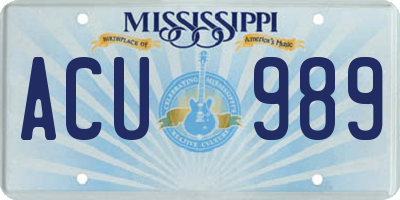MS license plate ACU989