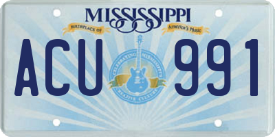 MS license plate ACU991