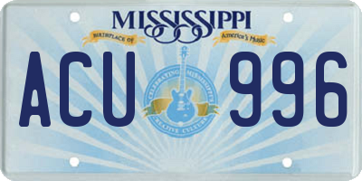 MS license plate ACU996