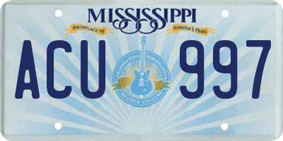 MS license plate ACU997