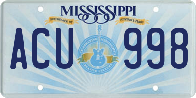 MS license plate ACU998