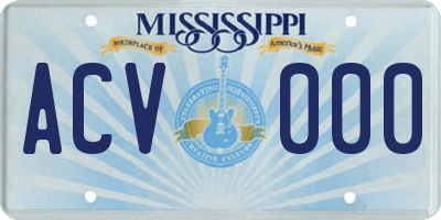 MS license plate ACV000