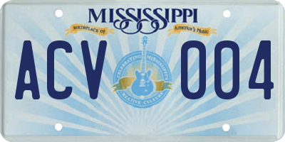 MS license plate ACV004