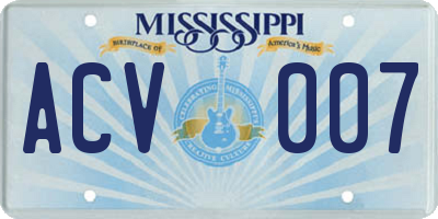 MS license plate ACV007