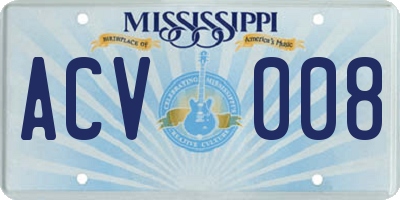 MS license plate ACV008