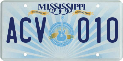 MS license plate ACV010