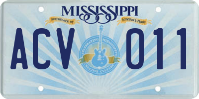 MS license plate ACV011
