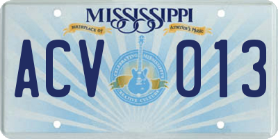 MS license plate ACV013