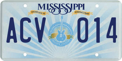 MS license plate ACV014