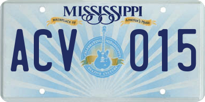 MS license plate ACV015
