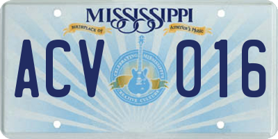 MS license plate ACV016