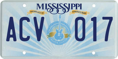 MS license plate ACV017