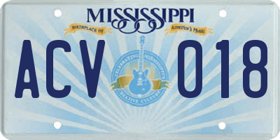 MS license plate ACV018