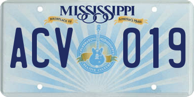 MS license plate ACV019